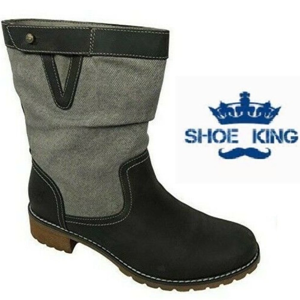 Timberland Womans Wenham Leather and Canvas Boots